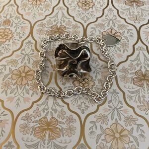 Elegant Sterling Silver Chain Bracelet WITH Ruffled Sterling Ring